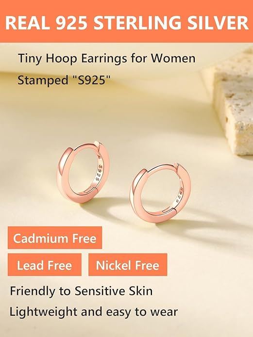Silvora 925 Sterling Silver Small Hoop Earrings for Women Huggie Earrings Hypoallergenic Cartilage Earrings Tiny Hoops 6mm/8mm/10mm/12mm/14mm/16mm/18mm/20mm