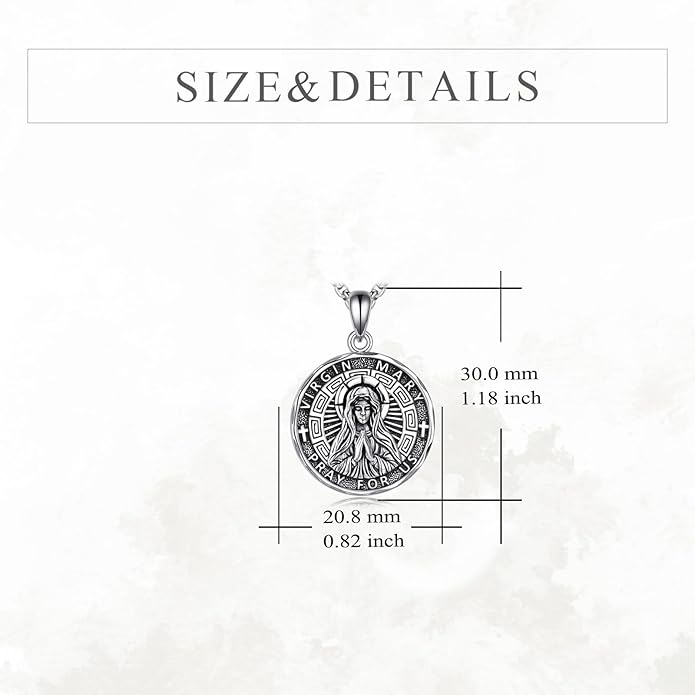 YFN Patron Saint Necklace Sterling Silver Amulet Medal Pendant Religious Protector Jewelry Gifts for Women Men