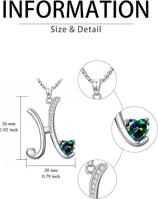 Christmas Gifts for Women Alphabet A to Z Initial Birthstone Pendant Necklaces for Women - 18k White Gold Plated Personalized Name Jewelry Valentine Mothers Day Birthday Gifts for Women Her Girlfriend