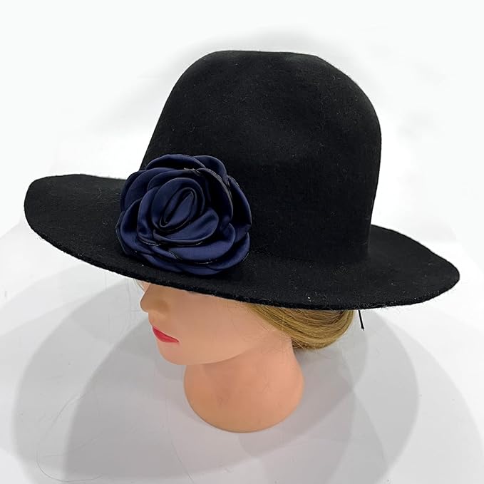 Sanrich Women's Brooches 4pcs Rose Flower Hair Clip Mexican Hair Flowers Clips Hairpin Brooch Tea Party Hats Headpieces (navy blue)