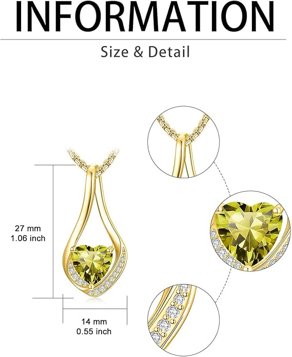 Birthstone Necklaces for Women,18k Yellow/White Gold Plated Forever Love Heart Infinity Pendant Necklace Anniversary Jewelry Christmas Birthday Gifts for Women Her Wife Girlfriend