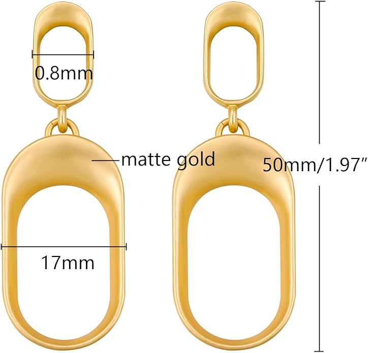 Stud Earrings for Women 14k Gold Plated Geometric Dangle Earrings Lightweight Minimalist Handmade Hammered Texture Oval Disc Drop Double-layer Big Hoop Dangle Earrings for Women