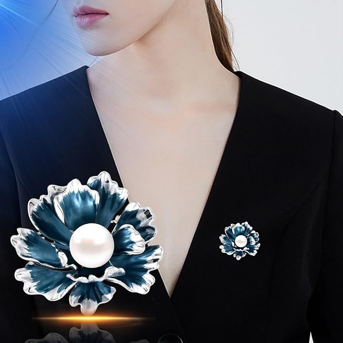 Flower Brooch Pin Rhinestones Pearl Flower Brooches Floral Pin Jewelry for Women Girls