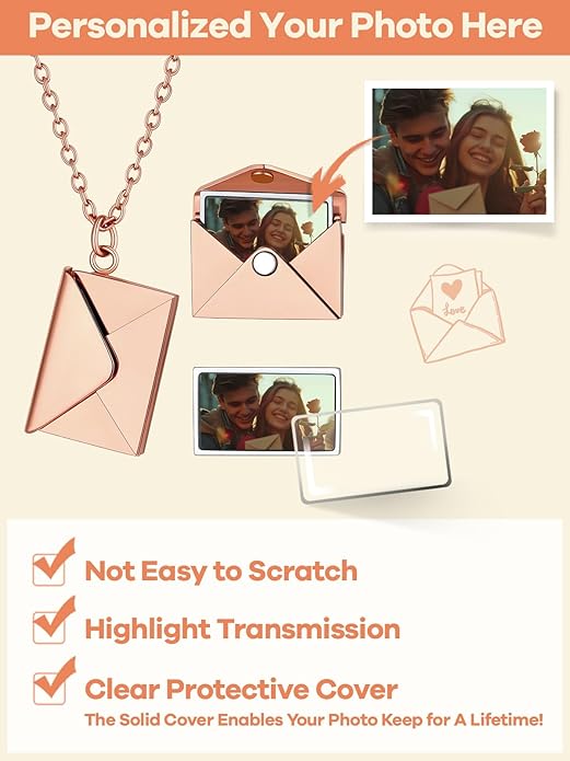 Supcare Locket Necklace That Holds Pictures-Engraved Photo Pendant Custom Jewellery Gifts for Men Women (with Jewellery Gift Box)