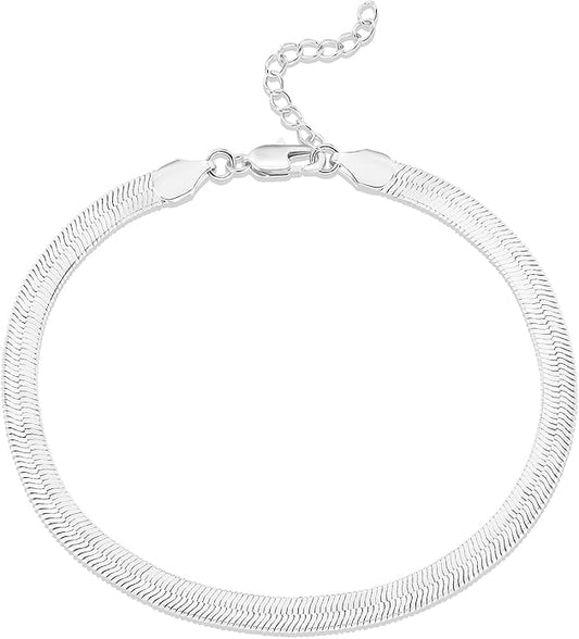 PAVOI 14K-18K Gold Plated Charm Link Flat Gold Anklets for Women | Beaded Marina Link Mariner Paperclip Snake Chain Jewelry Anklets