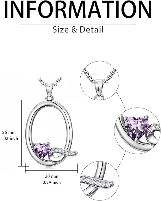 Christmas Gifts for Women Alphabet A to Z Initial Birthstone Pendant Necklaces for Women - 18k White Gold Plated Personalized Name Jewelry Valentine Mothers Day Birthday Gifts for Women Her Girlfriend
