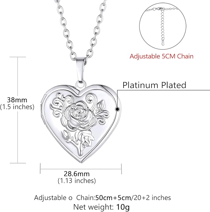Supcare Locket Necklace That Holds Pictures-Engraved Photo Pendant Custom Jewellery Gifts for Men Women (with Jewellery Gift Box)