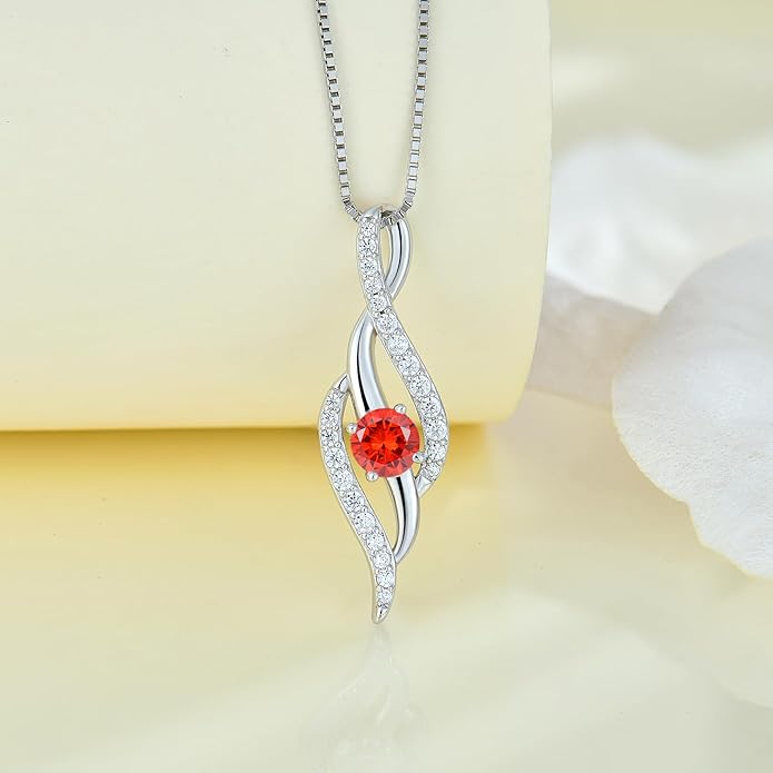 Women Infinity Necklace 925 Sterling Silver Twist Birthstone Pendant with Chain 5A Cubic Zirconia Jewelry