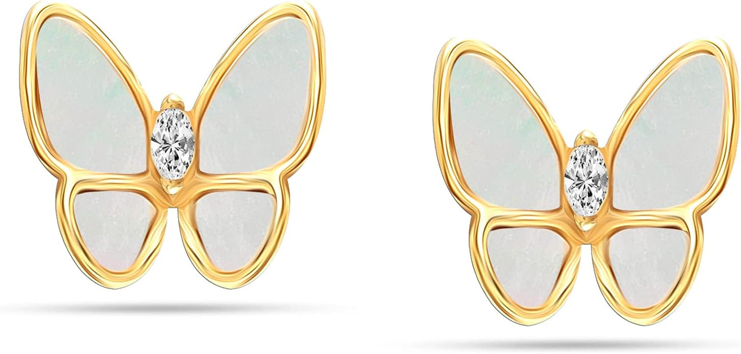 LeCalla 925 Sterling Silver Drop Earrings | Mother of Pearl Clover Earring | Mother of Pearl Stud Earring | Zirconia MOP Drop Dangle Hoop Earrings for Women