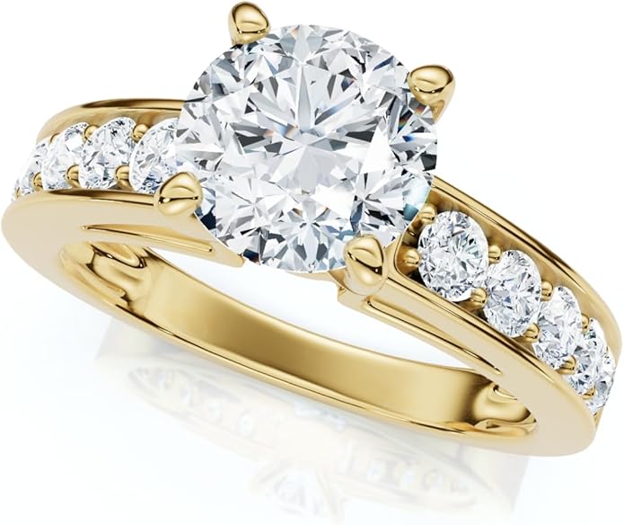 P3 POMPEII3 Pompeii Certified 3Ct Diamond Engagement Ring Cathedral 14k Gold Lab Grown (G/H,VS2-SI1)