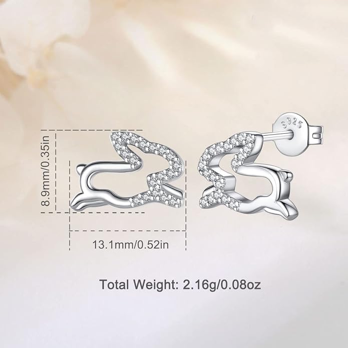 INFUSEU Sterling Silver Cute Stud Earrings Cat Frog Mushroom Bunny, Small Gifts for Women Teen Girls Animal Lovers