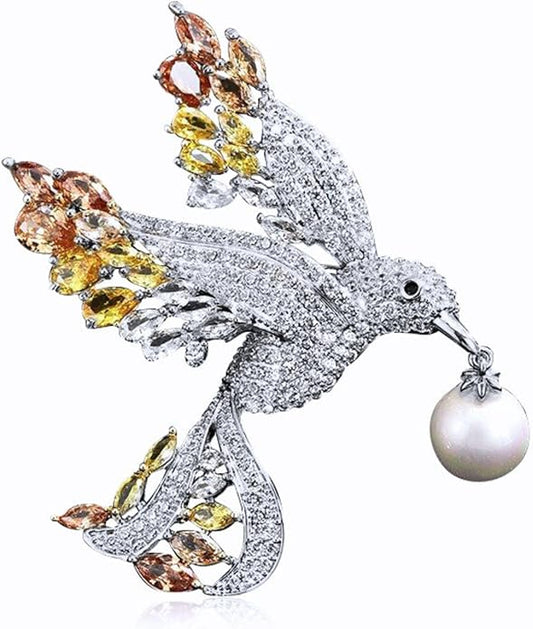 Animal Brooch Insect Bird Brooches Pearl Rhinestone Crystal Brooch 18k Gold-Plated Lapel Pins Jewelry Gifts Birthday Gifts for Women Men