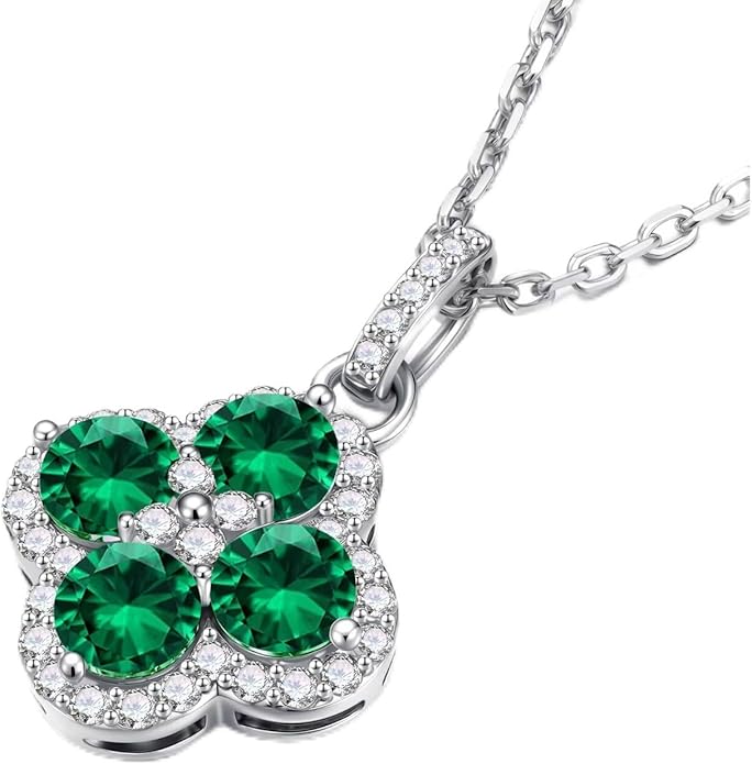 Iefil Valentines Day Gifts for Her - 925 Sterling Silver Birthstone Clover Necklace for Women, Anniversary Birthday Gifts for Women Wife Girlfriend Mom