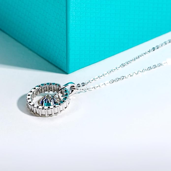 AnuClub Cushion Cut Moissanite Pendant Necklace D Color VVS1 925 Sterling Silver Refined Daily Necklace for Women with Certificate, 40+2+3cm Adjustable Chain