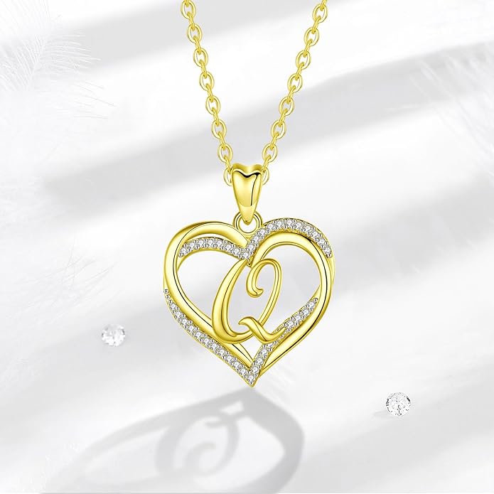 INFUSEU Unique Initial Necklaces for Women Girls Small Heart Letter Jewelry, Meaningful Personalized Gifts