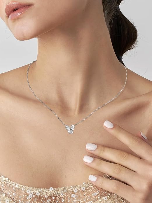 CYW Moissanite/Ruby/Sapphire/Emerald Dainty Pendant Necklace for Women, Novelty Design, Really Authentic Solid 925 Sterling Silver, 16"/18"/20" Adjustable, Birthday Anniversary Valentines Gift