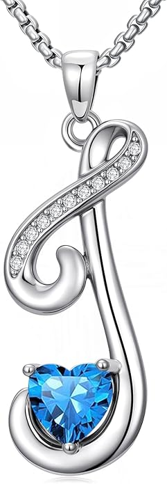 Christmas Gifts for Women Alphabet A to Z Initial Birthstone Pendant Necklaces for Women - 18k White Gold Plated Personalized Name Jewelry Valentine Mothers Day Birthday Gifts for Women Her Girlfriend