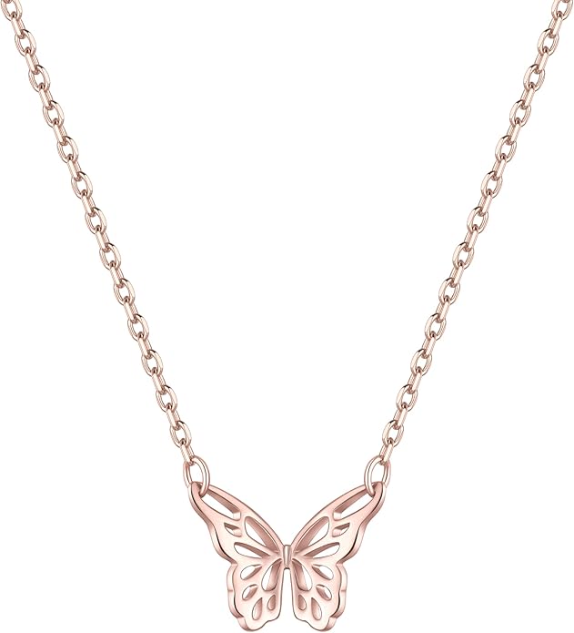 ChicSilver Personalized 925 Sterling Silver Dainty Small Heart/Star/Moon/Dot/Triangle Pendant Necklace for Women, Silver/Gold/Rose Gold/Black (with Gift Box)