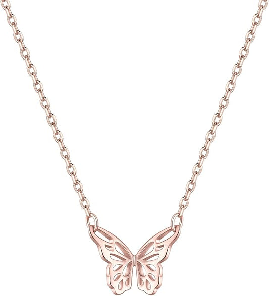 ChicSilver Personalized 925 Sterling Silver Dainty Small Heart/Star/Moon/Dot/Triangle Pendant Necklace for Women, Silver/Gold/Rose Gold/Black (with Gift Box)