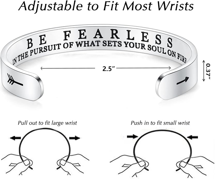 TONY & SANDY Inspirational Bracelets for Women Teen Girls Personalized Gifts for Daughter Granddaughter Mom Sister Friends Stainless Steel Engraved Cuff Birthday Easter Christmas