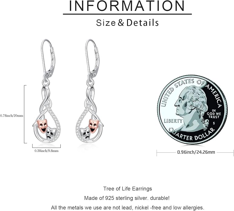 JUSTKIDSTOY Witches Knot Earrings for Women 925 Sterling Silver Nudo De Bruja Dangle Leverback Earrings Celtic Jewelry Halloween Birthday Gift