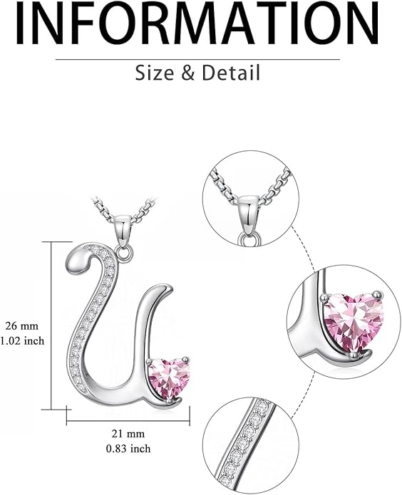 Christmas Gifts for Women Alphabet A to Z Initial Birthstone Pendant Necklaces for Women - 18k White Gold Plated Personalized Name Jewelry Valentine Mothers Day Birthday Gifts for Women Her Girlfriend