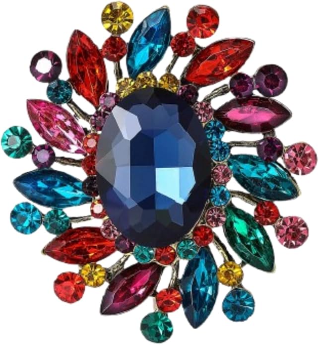 Rhinestone Brooch for Women,Vintage Crystal Flowers Brooch Statement Crystal Glass Lapel Pins Prom Classic Jewelry
