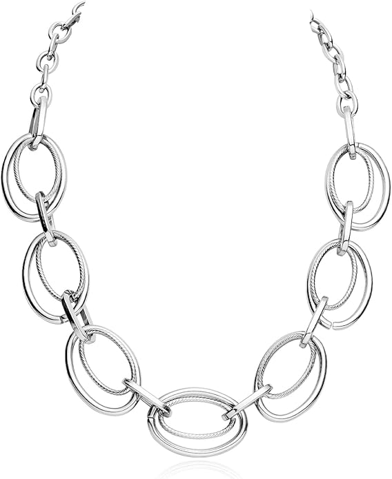 Chunky Gold Necklace for Women: 14k Gold Plated Loop Chain Link Statement Choker Necklace for Women - Chunky Fashion Pendant Jewelry