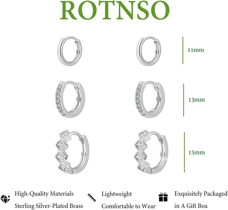 Gold Hoop Earrings Set for Women Trendy, 14K Gold Plated Chunky Hypoallergenic Small Diamond Cartilage Hoops Cute Cubic Zirconia Dangle Stud Earrings Jewelry Gifts