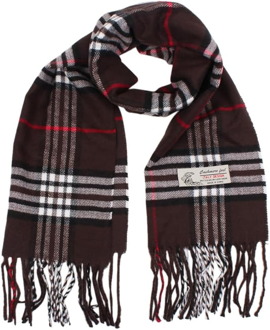 TZ Promise Tartan Plaid Cashmere Feel Classic Soft Luxurious Winter Scarf For Men Women