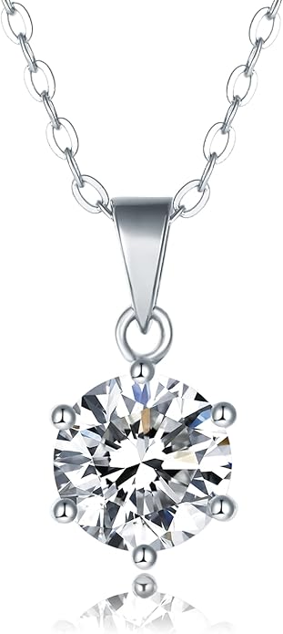 IMOLOVE Moissanite Solitaire Pendant Necklaces for Women Sterling Silver with 18K White Gold Plated 1-3 Carat D Color VVS1 Clarity Mossanite Jewelry for Women