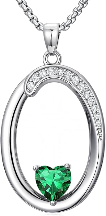 Christmas Gifts for Women Alphabet A to Z Initial Birthstone Pendant Necklaces for Women - 18k White Gold Plated Personalized Name Jewelry Valentine Mothers Day Birthday Gifts for Women Her Girlfriend