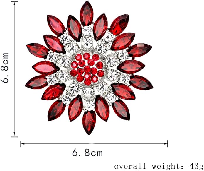 Rhinestone Sunflower Brooch for Women Sparkling Cubic Zirconia Flower Brooch Pin Elegant Large Crystal Floral Lapel Pin Dainty Clothing Hat Bag Accessories Christmas Wedding Bridal Birthday Jewelry