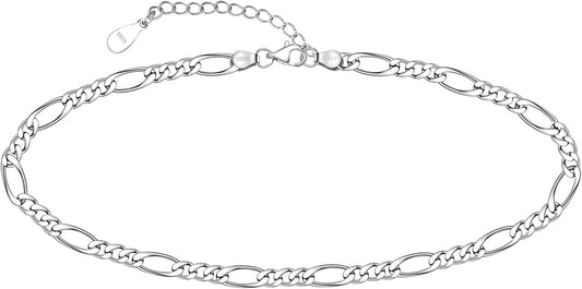 CHIC & ARTSY 925 Sterling Silver Ankle Bracelet Multilayer Anklets for Women Satellite, Star, Cross, Circle, Butterfly, Teardrop, Oval Disk Layered Anklet Beach Jewelry
