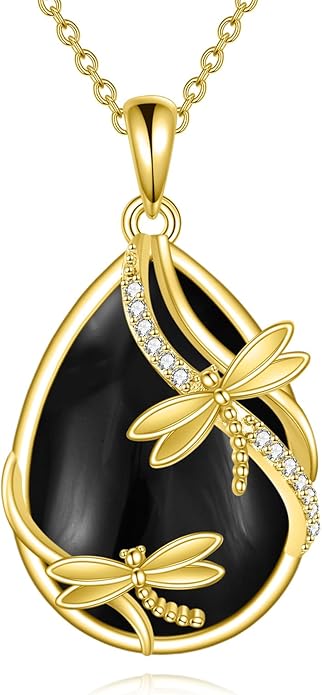 KQF Dragonfly/Butterlfy/Cat/Jellyfish/Bunny/Axolotl/Bee/Mermaid/Hummingbird/Elephant Necklace for Women Sterling Silver Moonstone Pendant Necklace Dragonfly Jewelry Gifts for Women