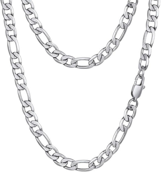 PROSTEEL 316L Stainless Steel Figaro Cuban Chain Necklace for Men, Black/18K Real Gold Plated, 4/5/6/7.5/9/10/13mm, 14inch-30inch, Come with Box