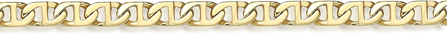 Metro Jewelry Stainless Steel Mariner Link Necklace for Men with Yellow Gold or Black Ion Plating 20 to 30 Inch Chain with Lobster Claw 10MM
