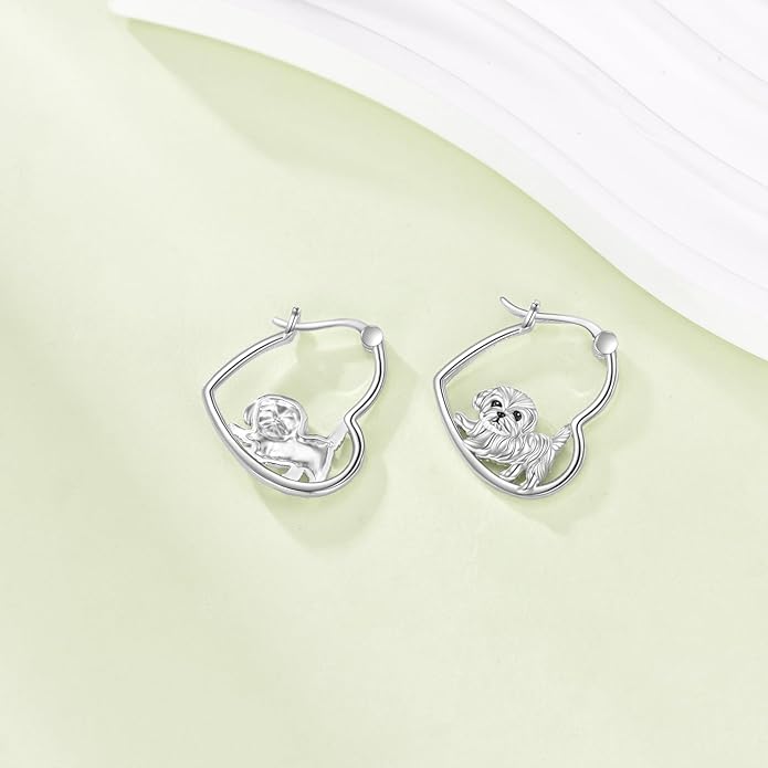YFN Animal Earrings Sterling Silver Animal Heart Hoop Dangle Earrings Cute Jewelry Gifts for Women