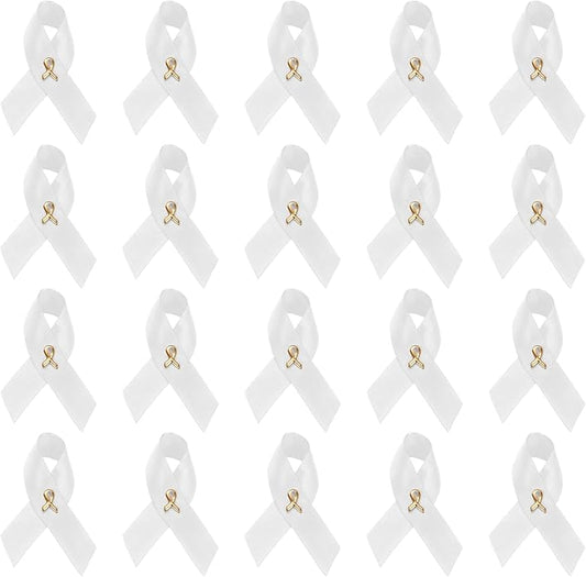 1/2/5/10/25/50/100pcs Satin Awareness Ribbon Pins (Pick your color), for Cancer & Disease Awareness, Bulk Quantities for Fundraising, Events, Gift Giving