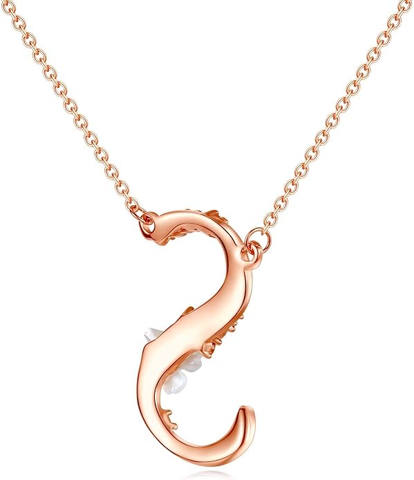 Flower Initial Letter Necklace Pink Red Blue Simulated Pearl Pendant Name Jewelry Made with Austrian Crystals Rose Gold Plated Anniversary Birthday Gifts for Women,18"+2"