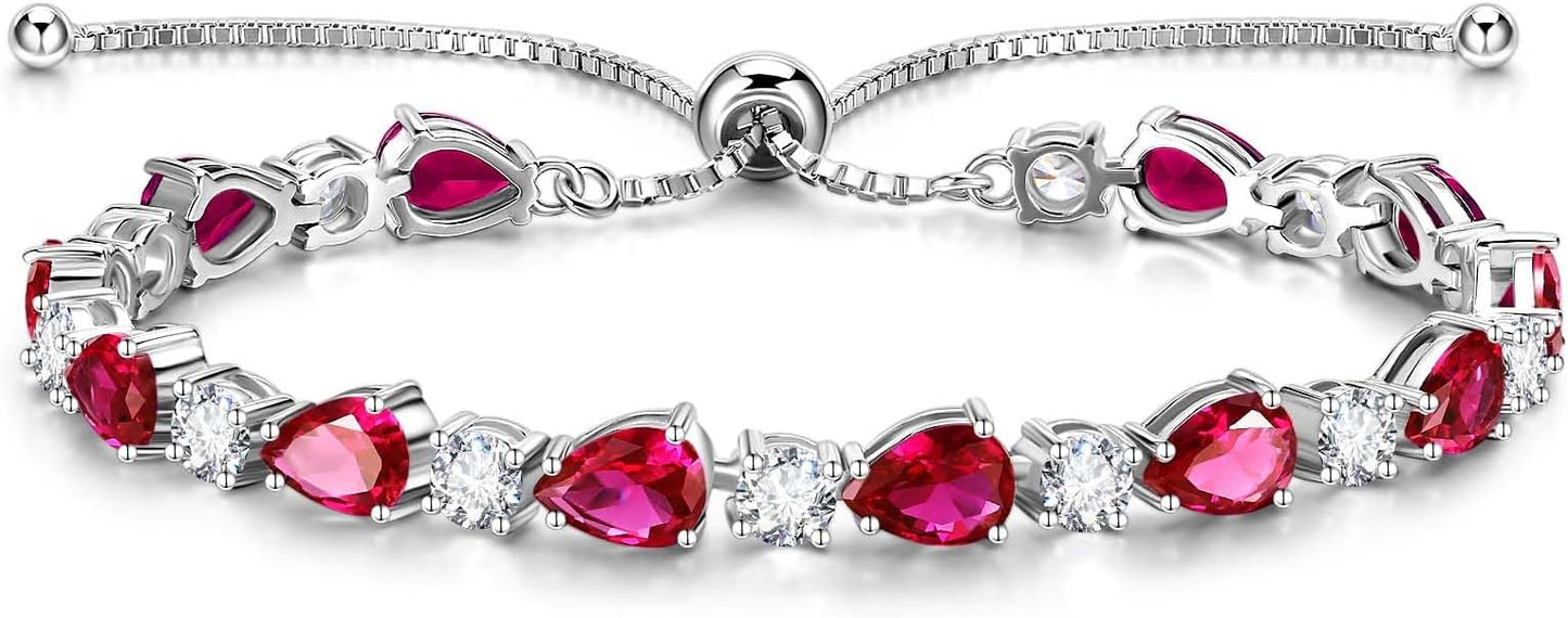 FANCIME Shine of Tears Birthstone Tennis bolo Bracelets Sterling Silver Tennis Bracelets Charm Fine Jewelry Birthday Gifts for Women Mom