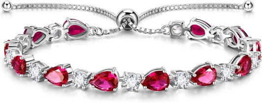 FANCIME Shine of Tears Birthstone Tennis bolo Bracelets Sterling Silver Tennis Bracelets Charm Fine Jewelry Birthday Gifts for Women Mom