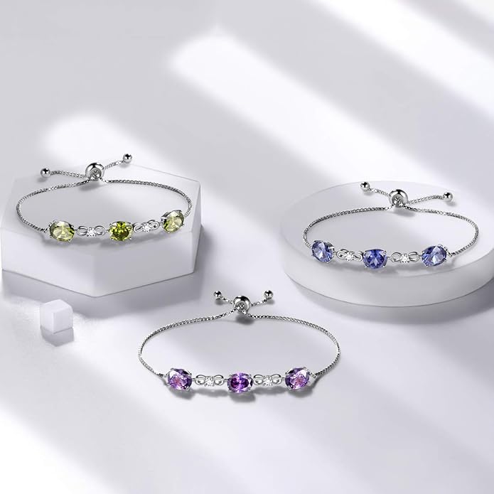 Aurora Tears 925 Sterling Silver 12 Birthstones Necklace/Earring/Ring/Bracelet Women Birthstone Pendant Crystal Fashion Birthday Jewelry Christmas Gift for Girls Women