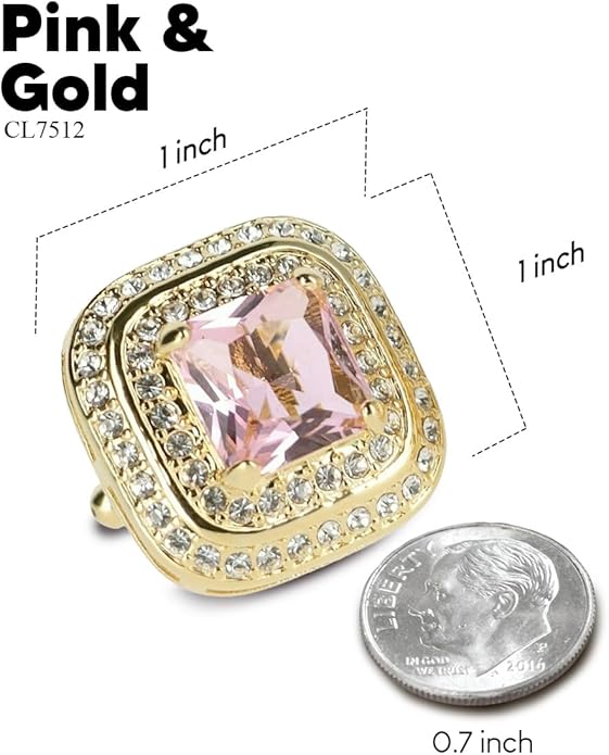 Vittorio Vico Square Colored Crystal Double Diamond Set Cufflinks