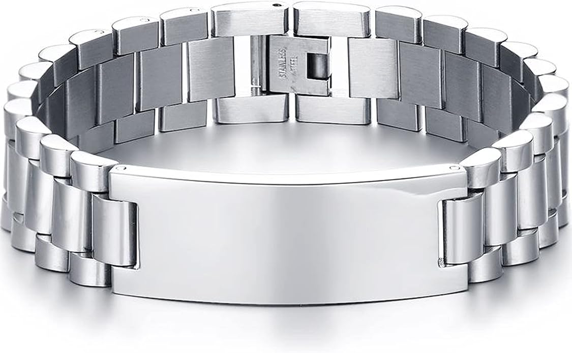 VNOX Masculine Watch Band Stainless Steel Link Bracelet Personalized Jewelry Gift for Men DAD Father Husband Boyfriend