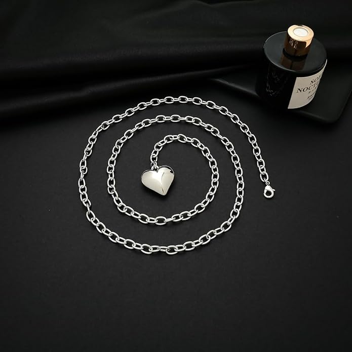 CLASSYZINT Gold Heart Pendant Necklace for Women Puffy Heart Necklace Beads Chain Necklace Statement Necklace Trendy Jewelry