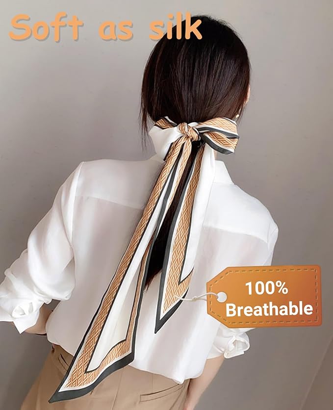Dailyacc Hair Scarf for Women Fashion Silky Satin Headscarf Wrap Breathable Lightweight Neck Scarves For Handbag