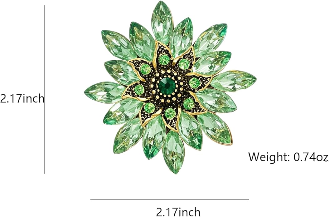 Large Crystal Flower Brooch Pin for Women Red purple pink green Rhinestone Flower Lapel Pin Wedding Party Birthday Dance Banquet Dress Suit Ceremony Clothes Hat Bag Accessories Jewelry
