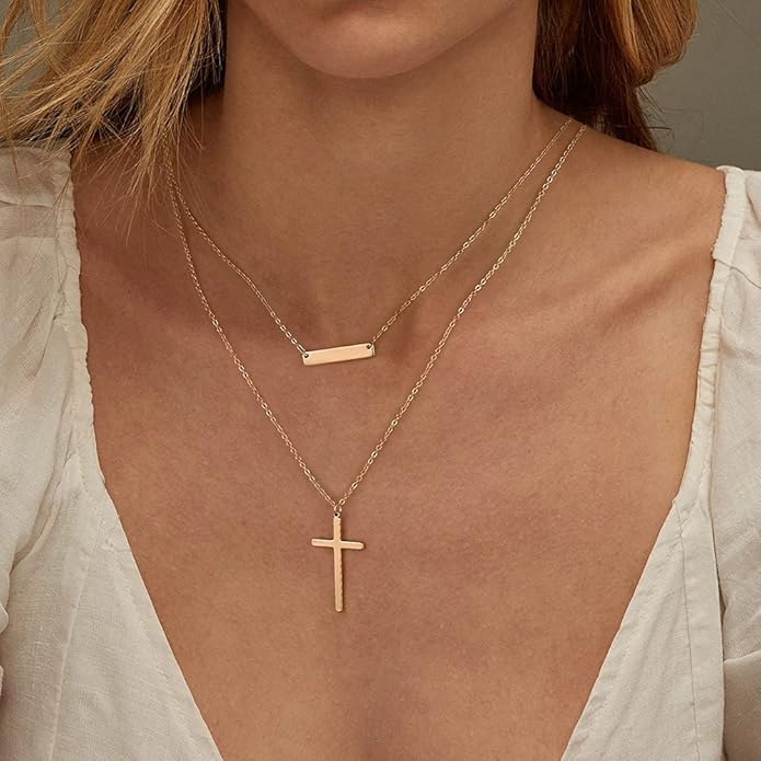 Turandoss Gold Layered Necklaces for Women - 14K Gold Plated Handmade Multilayer Bar Pearls Coin Disc Moon Butterfly Medallion Adjustable Dainty Layered Choker Necklaces for Women Jewelry