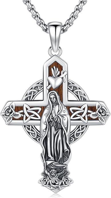 Midir&Etain Cross Necklace 925 Sterling Silver Celtic Christian Pendant Religious Protection Jewelry for Women Men